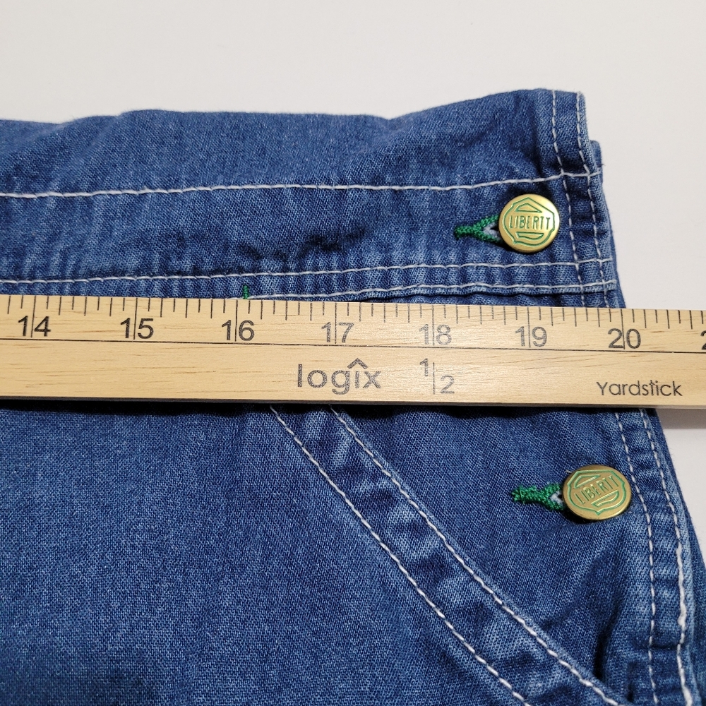 Liberty Blue Denim Overalls with Green Accents - Picture 9 of 13